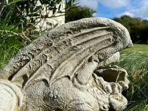 Winged Dragon Statue Stone Mythical Animal Welsh Celtic Garden Outdoor Ornament British Made Sculpture