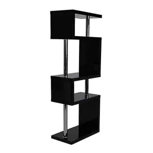 Miami High Gloss Slim Shelving Unit In Black