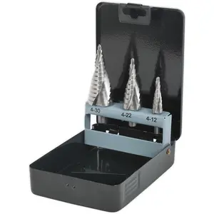 Precision 3-Piece HSS 4341 Spiral Flute Step Drill Bit Set for Versatile Hole Drilling