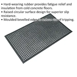 1500 x 900mm Anti-Fatigue Rubber Workshop Mat - Durable Non-Slip Floor Covering