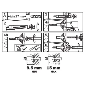 Diall Steel Pan head Hollow wall anchor M5 (L)37mm, Pack of 4