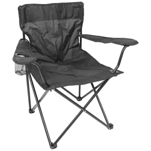 Harbour Housewares Folding Canvas Camping Chairs - Matt Black/Black - Pack of 2