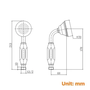 BATHWEST Large Traditional Victorian Shower Head Handset Bath Mixer Ceramic Handle Chrome