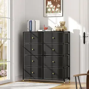 Black Plastic Storage Cabinet with 8 Drawers 97.5cm H