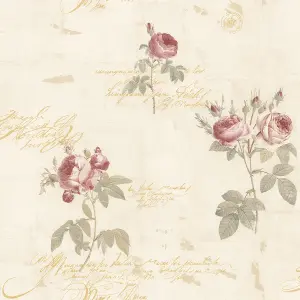 Galerie Rose Garden Beige Vintage Roses Smooth Wallpaper