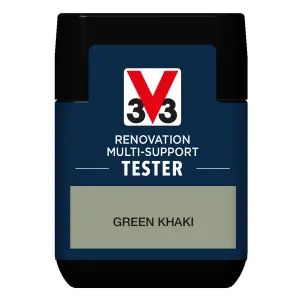 V33 Renovation Green Khaki Satinwood Multi-surface paint, 50ml Tester pot