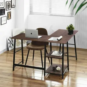 Charge L-Shape Desk Teak Grain / 75cm H x 120cm W x 120cm D