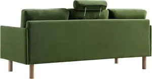 Timber Fern Green Velvet Sofa, 3-Seater - Daals - Sofas