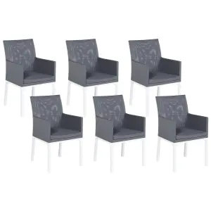 Set of 6 Garden Chairs BACOLI Fabric Dark Grey