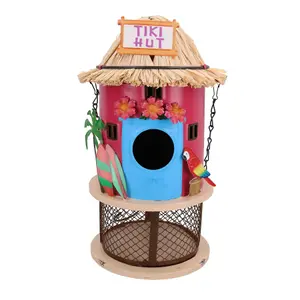 Funky Metal Red Tiki Bar Bird Feeder Seed Nuts Wild Bird Garden Decor 14x25cm