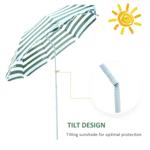 Outsunny Beach Umbrella Parasol Tilt Sun Shade 1.8M Garden