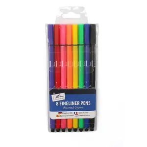 Just Stationery Fineliner Pen (Pack of 8) Multicoloured (One Size)