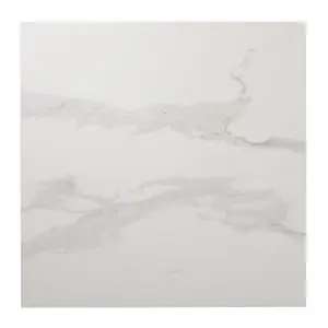 Ultimate White Gloss Marble effect Porcelain Indoor Floor Tile, Pack of 3, (L)595mm (W)595mm