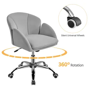 Yaheetech Modern Desk Chair for Home Office Makeup - Light Grey / Velvet