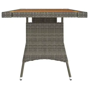 Berkfield Garden Table Grey 160x70x72 cm Poly Rattan & Solid Acacia Wood