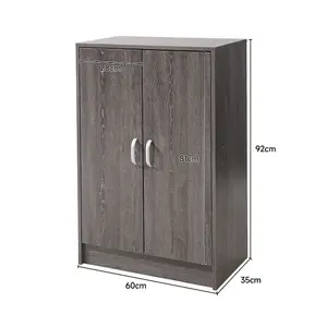 Grey 6-Tier Wooden Shoe Storage Cabinet with 2 Doors