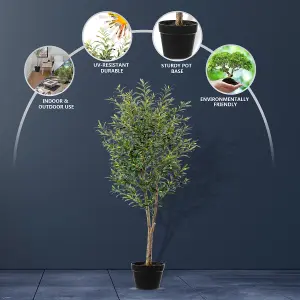 Artificial 210cm Olive Tree Fake Plant with 64 Olives, Pot for Indoor Décor 7ft