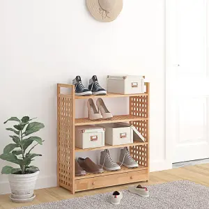 Berkfield Shoe Rack with Drawer 70x27x81 cm Solid Wood Walnut