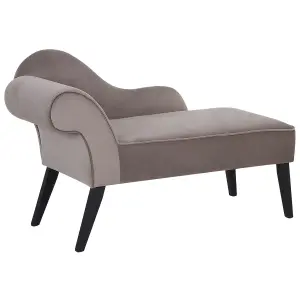 Left Hand Velvet Chaise Lounge Taupe BIARRITZ