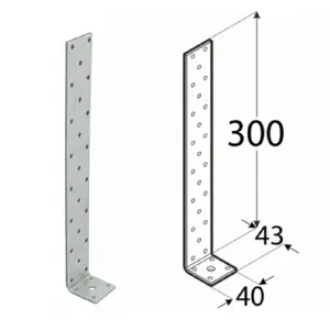 Pack of 4 Heavy Duty Galvanised 4mm Thick Long Angle Brackets 310x43x40mm