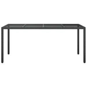 Berkfield Garden Table Black 190x90x75 cm Tempered Glass and Poly Rattan