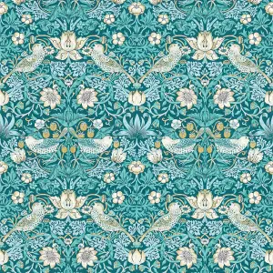 William Morris Strawberry Thief Wallpaper Teal W0171/06