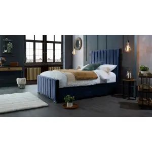 Redding Plush Velvet Blue Bed Frame