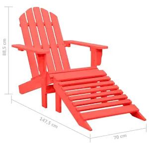 Berkfield Garden Adirondack Chair with Ottoman Solid Fir Wood Red