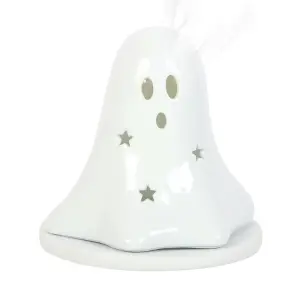 Something Different Ceramic Ghost Tealight And Incense Cone Holder White (One Size)