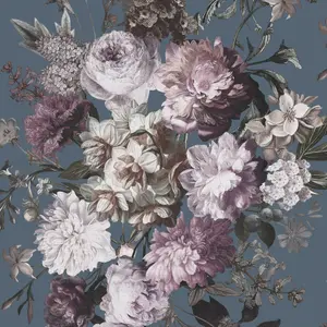 GoodHome Chryso Blue Floral Textured Wallpaper