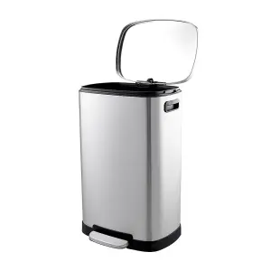 Stainless Steel Pedal Bin Trash Can Kitchen Bin Recycling Rubbish Bin 50L