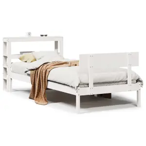 Berkfield Bed Frame without Mattress White 75x190 cm Small Single Solid Wood Pine