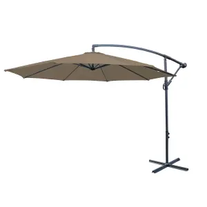 SunDaze 3M Taupe Cantilever Garden Banana Parasol with Adjustable Crank Patio Shade