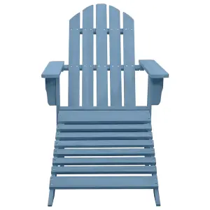 Berkfield Garden Adirondack Chair with Ottoman Solid Fir Wood Blue