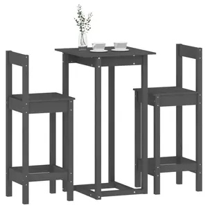 2 - Person Pine Solid Wood Dining Set Grey