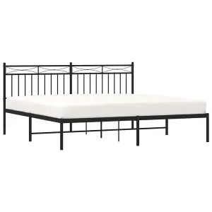 Berkfield Metal Bed Frame with Headboard Black 180x200 cm