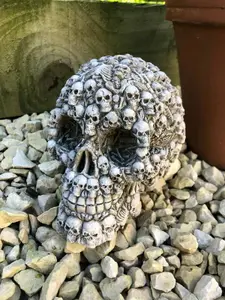 Skull of Skulls Stone Statue British Made Gothic Outdoor Garden Ornament