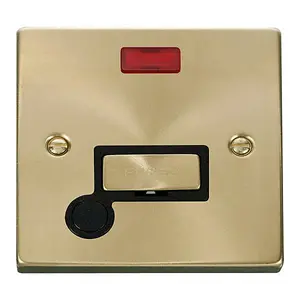 Satin / Brushed Brass 13A Fused Ingot Connection Unit With Neon With Flex - Black Trim - SE Home