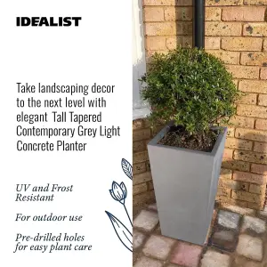 Set of 2 IDEALIST™ 50cm Tall Planter, Grey Reinforced Stone Garden Planters, Small Outdoor Plant Pots H50 L24 W24 cm, 30L