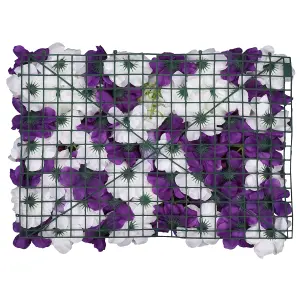 Artificial Flower Wall Backdrop Panel, 60cm x 40cm, Lavender & White