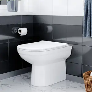 Nes Home Back to Wall Modern Rimless Toilet and Soft Close Seat White