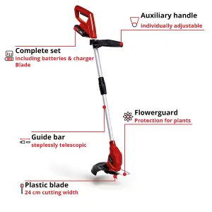 Einhell 24cm Cordless Strimmer 18V Grass Trimmer With Battery And Charger 20x Spare Blades Power X-Change - GC-CT 18/24 Li Kit