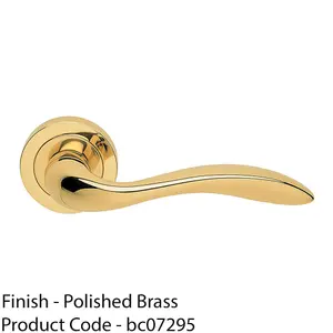 Premium Scroll Door Handle Set - Polished Brass Elegant Lever On Round Rose