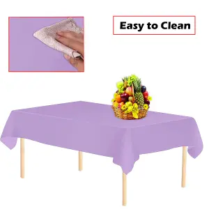 Light Purple Plastic Table Cover, Disposable Wipe Clean Waterproof Tablecloth - 54"x108"