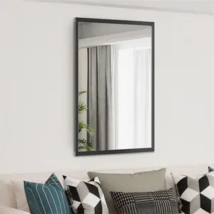 Liedson Metal Framed Wall Mounted Bathroom Mirror in Black 120cm x 76cm