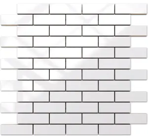 Ceramic mosaic on mesh for bathroom or kitchen 298mm x 334mm - White brick