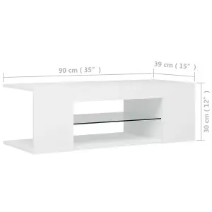 vidaXL TV Cabinet with LED Lights White 90x39x30 cm