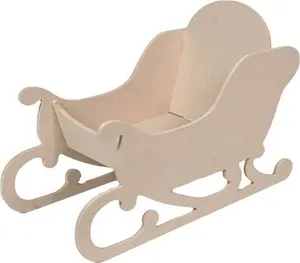 Large MDF 3D Santa Father Christmas Sleigh For Decoration