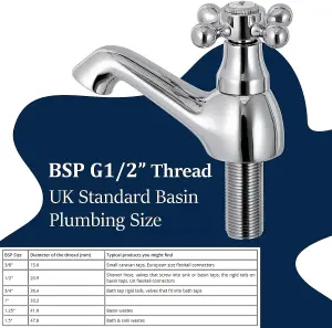 BATHWEST Basin Pillar Taps Victorian Bathroom Sink Taps for Basin Chromed Brass Basin Taps