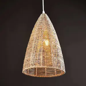 Wicker Rattan Basket Pendant Light - Large